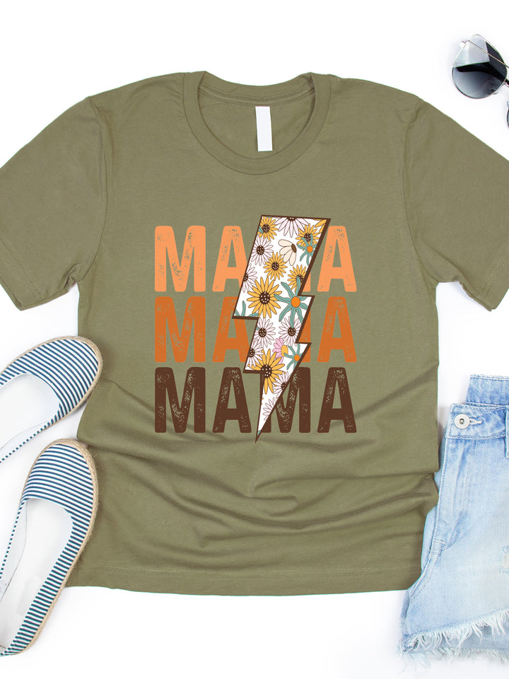 Mama Floral Lighting Bolt Graphic Tee