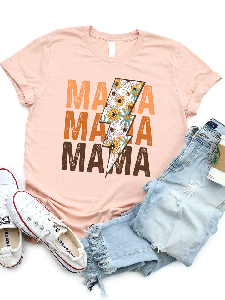 Mama Floral Lighting Bolt Graphic Tee