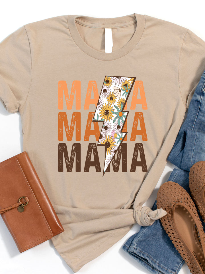 Mama Floral Lighting Bolt Graphic Tee
