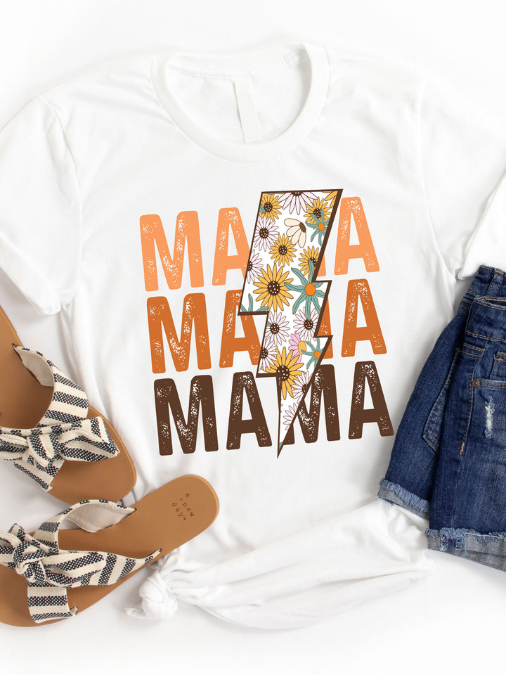 Mama Floral Lighting Bolt Graphic Tee