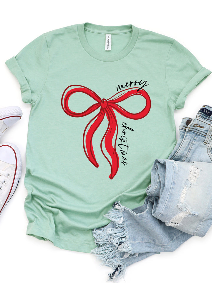 Merry Christmas Bow Graphic Tee