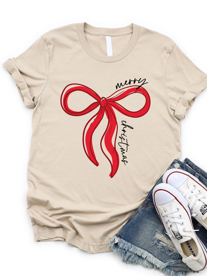 Merry Christmas Bow Graphic Tee