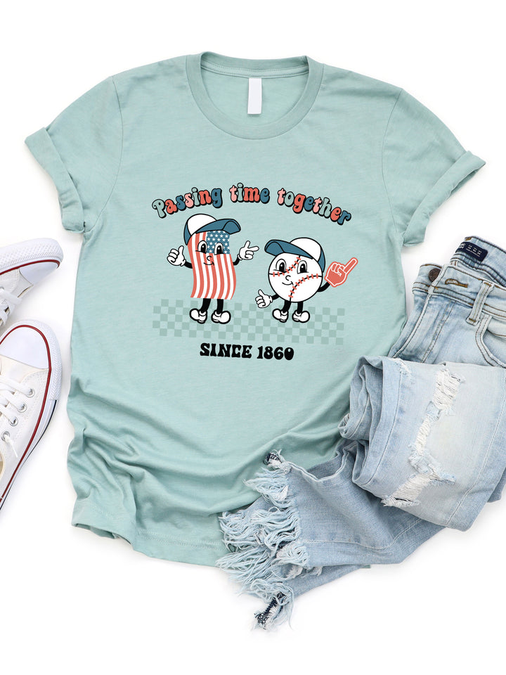 Passing time together Baseball Graphic Tee