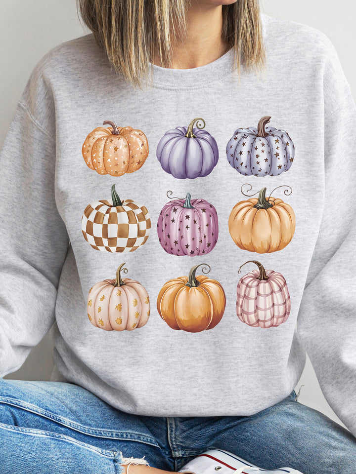 Patterned Pumpkin Graphic Sweatshirt