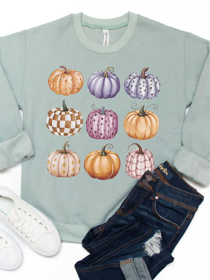 Patterned Pumpkin Graphic Sweatshirt