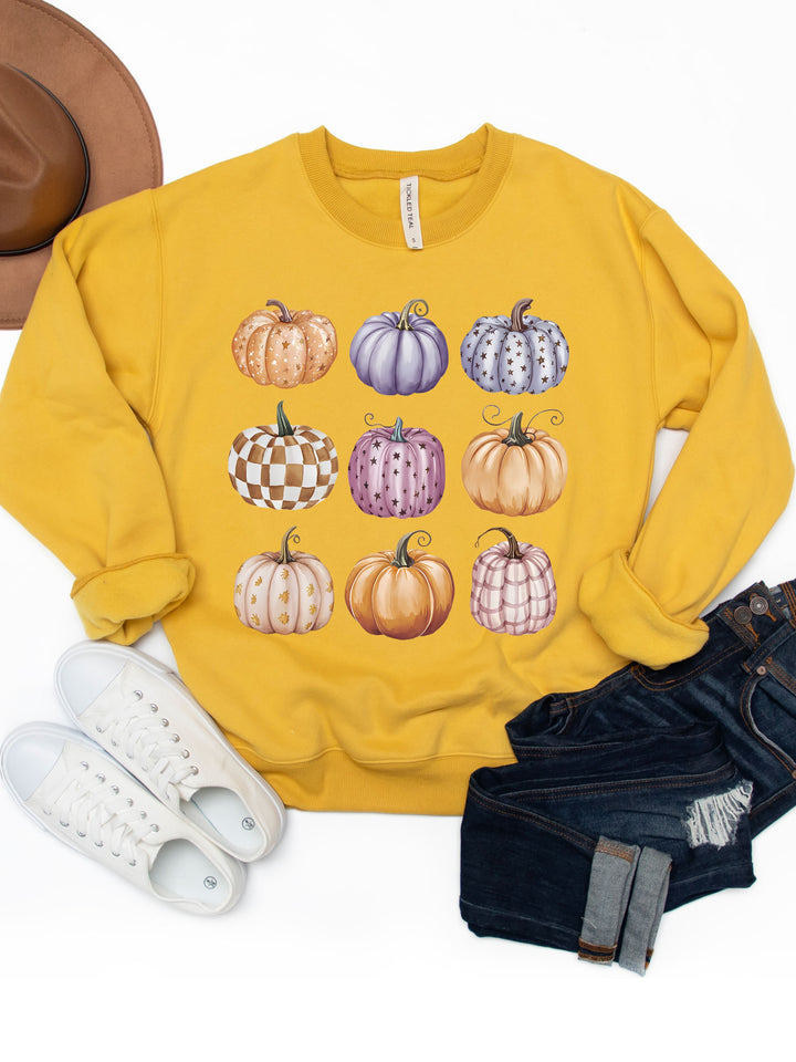 Patterned Pumpkin Graphic Sweatshirt