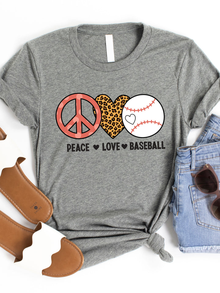 Peace Love Baseball Graphic Tee