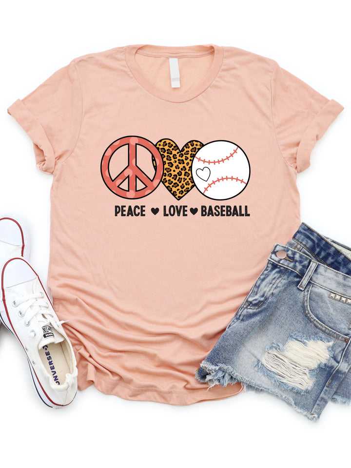 Peace Love Baseball Graphic Tee