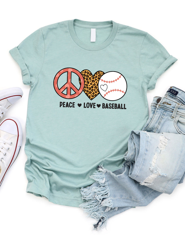 Peace Love Baseball Graphic Tee