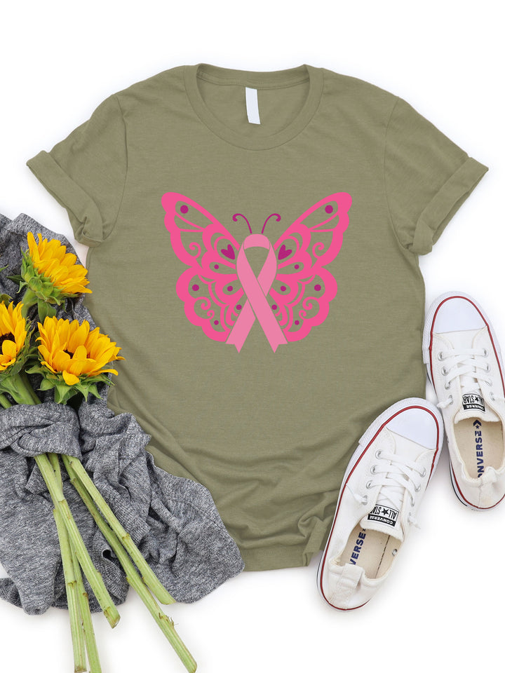 Butterfly Pink Ribbon Graphic Tee