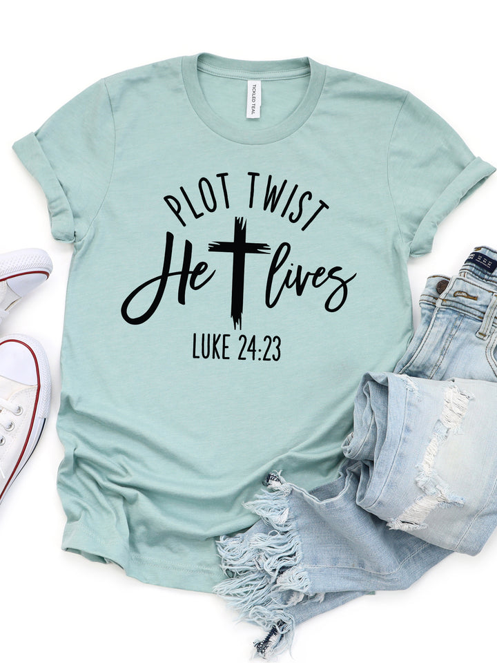 Plot Twist He Lives Graphic Tee