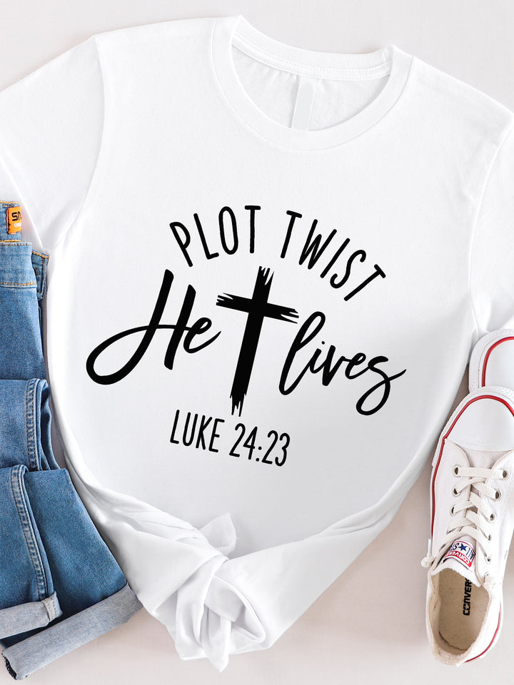 Plot Twist He Lives Graphic Tee