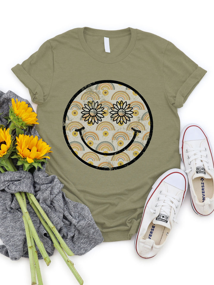 Rainbow Smiley Face Graphic Tee