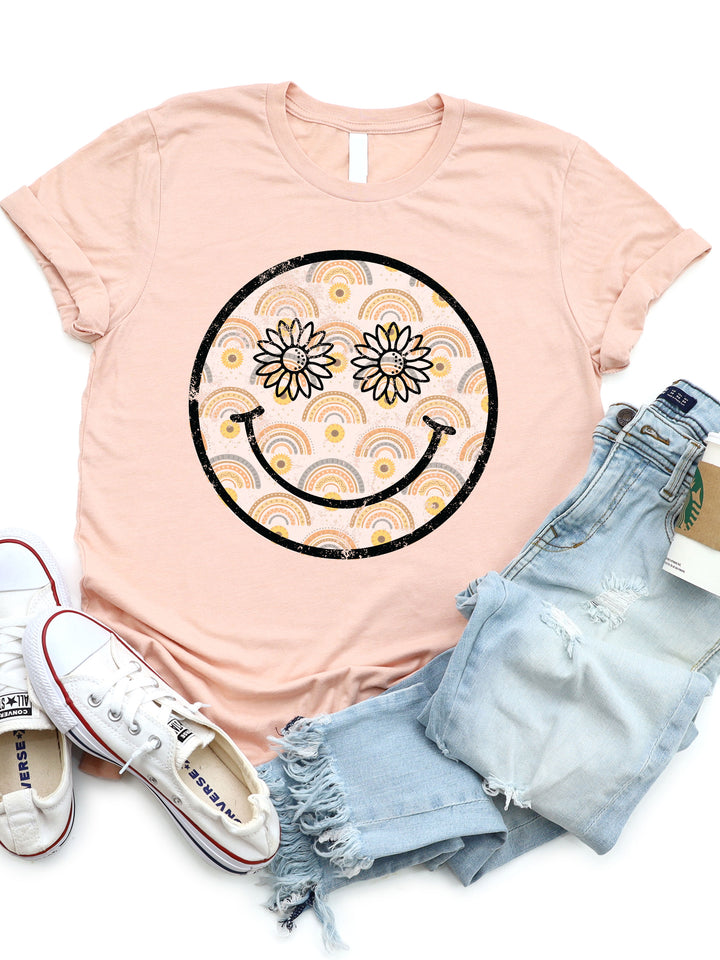 Rainbow Smiley Face Graphic Tee