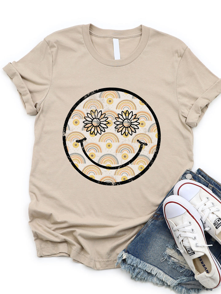 Rainbow Smiley Face Graphic Tee