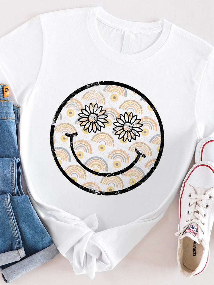 Rainbow Smiley Face Graphic Tee