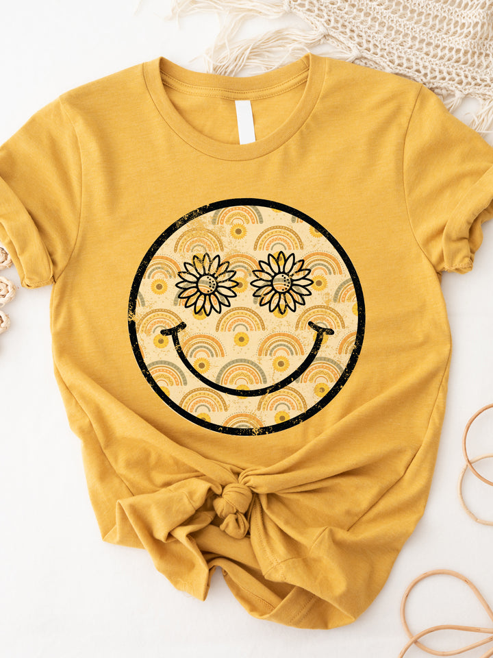 Rainbow Smiley Face Graphic Tee