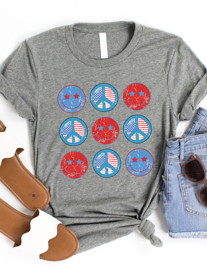 Distressed Patriotic Smiley Graphic Tee