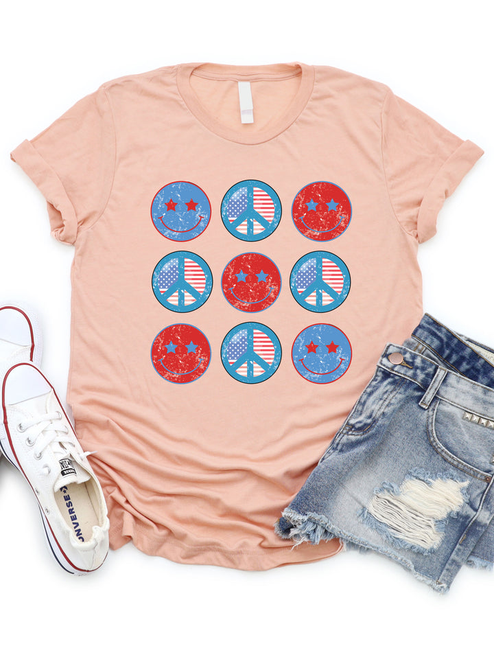 Distressed Patriotic Smiley Graphic Tee
