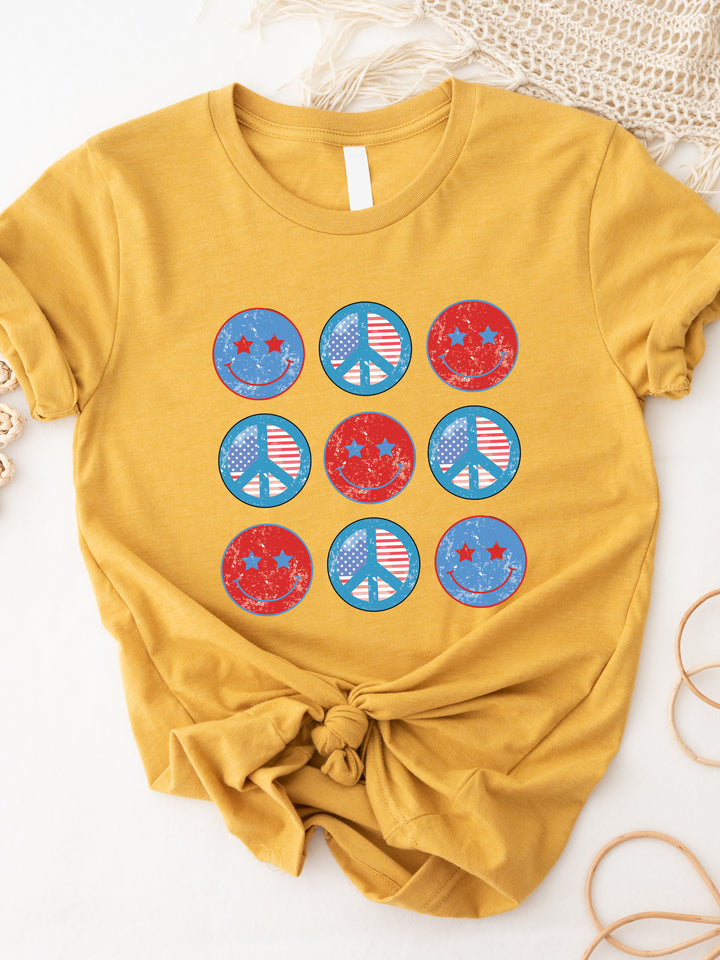 Distressed Patriotic Smiley Graphic Tee