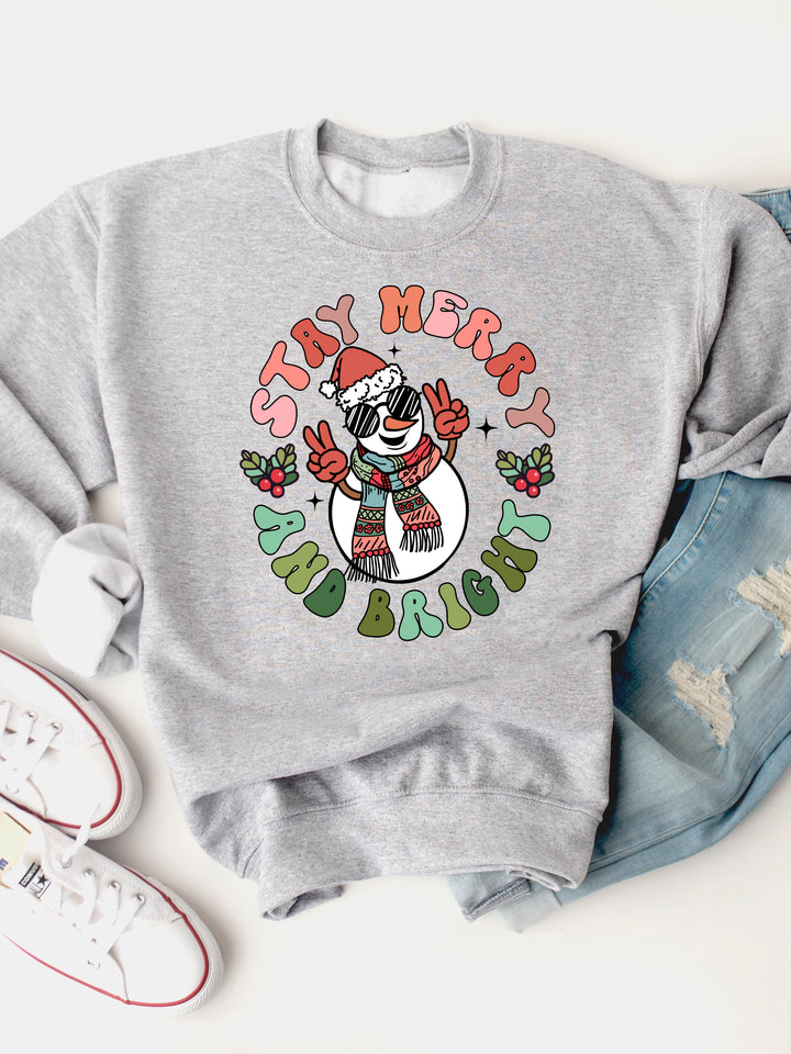 Stay Merry & Bright Snowman - Christmas Graphic Sweatshirt