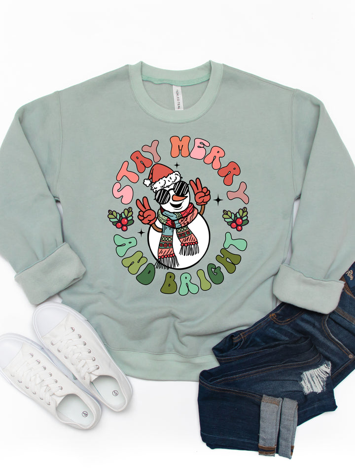 Stay Merry & Bright Snowman - Christmas Graphic Sweatshirt