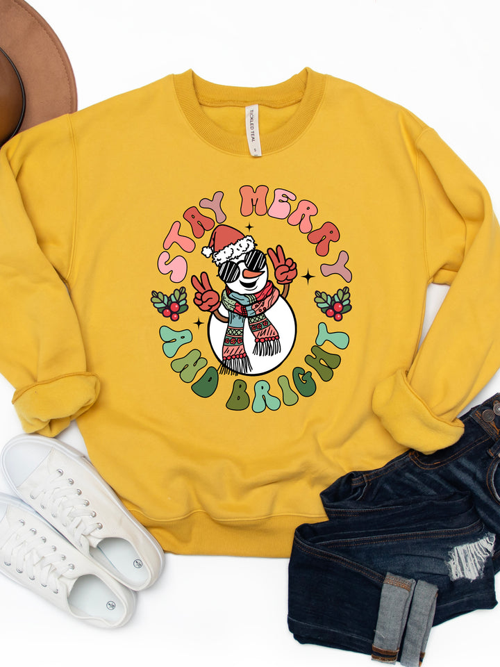 Stay Merry & Bright Snowman - Christmas Graphic Sweatshirt