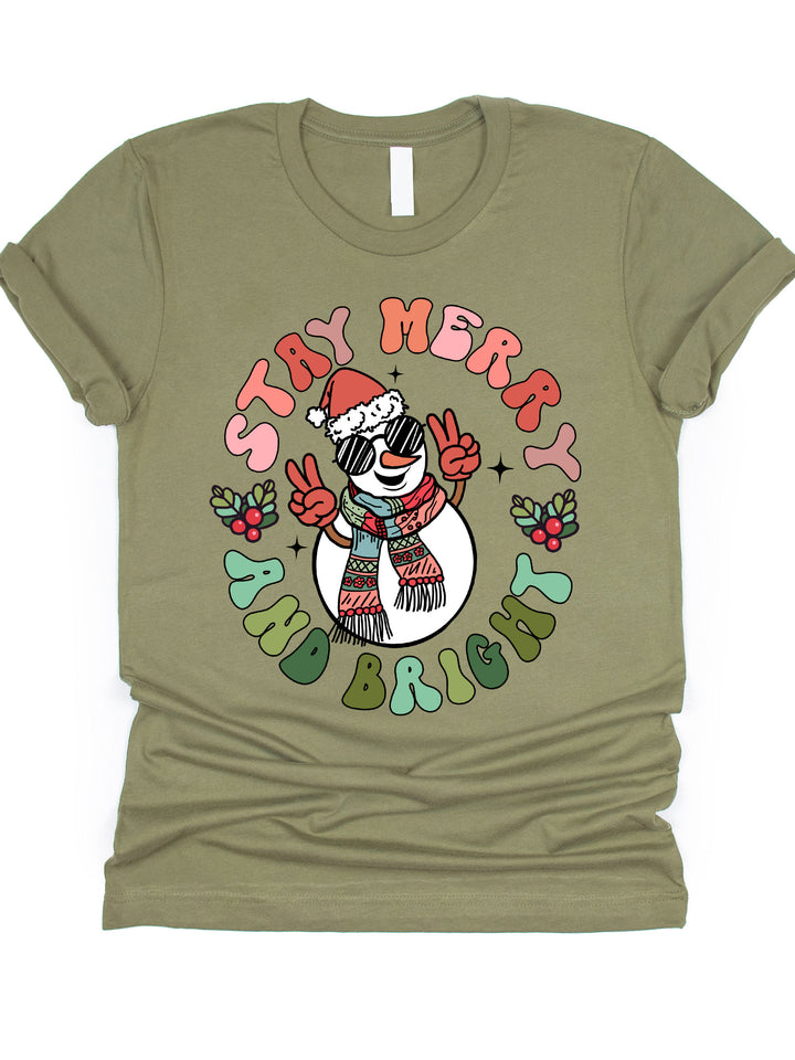 Stay Merry & Bright Snowman Graphic Tee