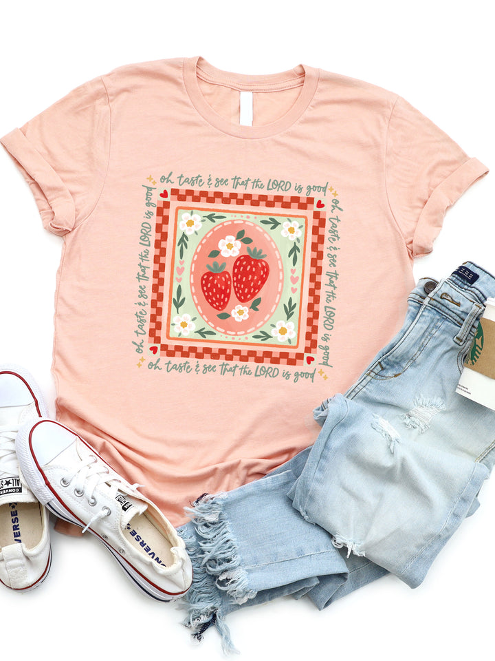 Strawberry Scripture Graphic Tee