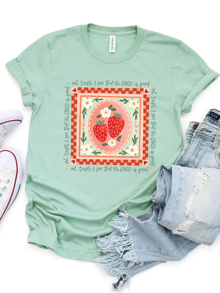 Strawberry Scripture Graphic Tee
