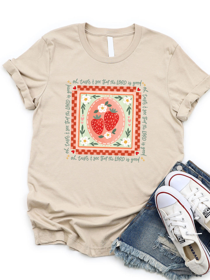 Strawberry Scripture Graphic Tee
