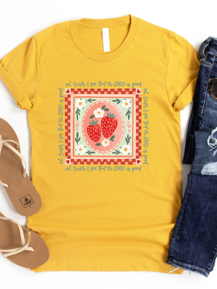 Strawberry Scripture Graphic Tee