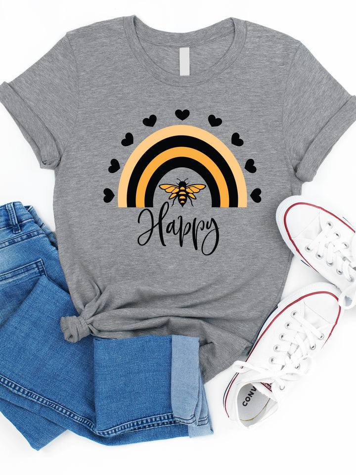 Bee Happy Rainbow Graphic Tee