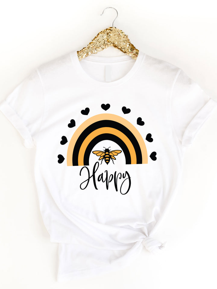 Bee Happy Rainbow Graphic Tee
