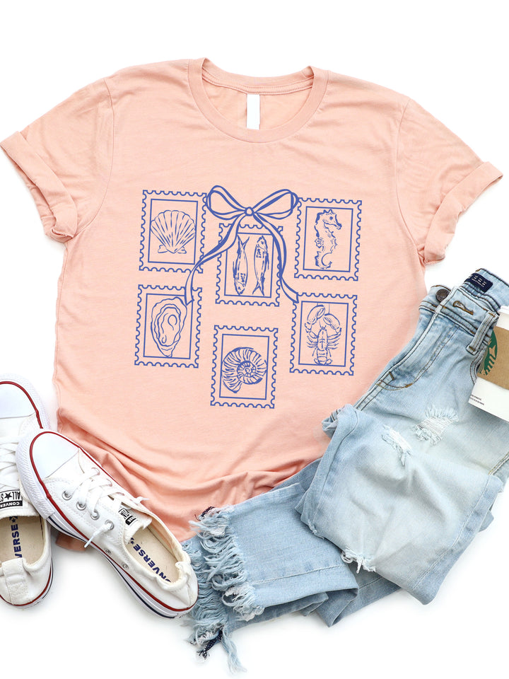 Coastal Icon Postage Stamp Coquette Graphic Tee