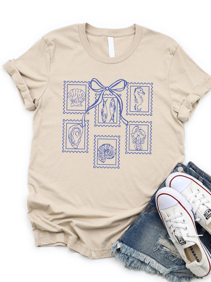 Coastal Icon Postage Stamp Coquette Graphic Tee