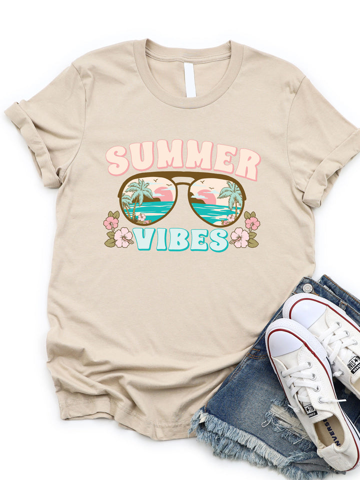 Summer Vibes Sunglasses Graphic Tee