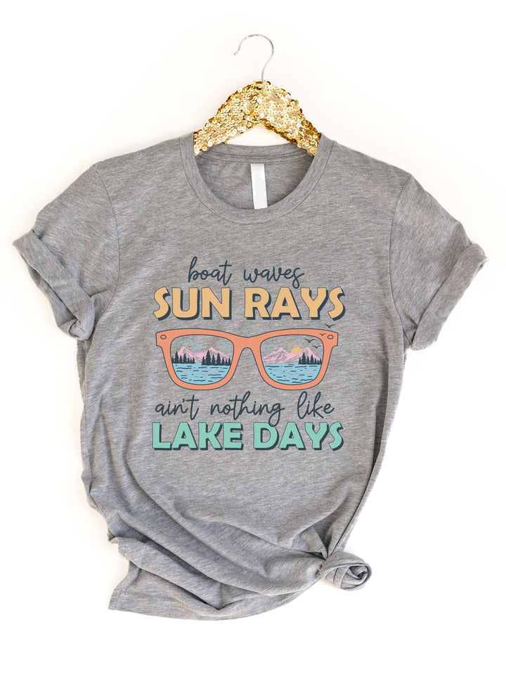 Boat Waves Sun Rays Lake Days Graphic Tee