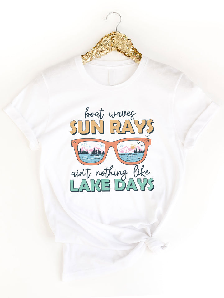 Boat Waves Sun Rays Lake Days Graphic Tee