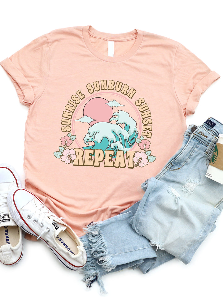 Sunrise Sunburn Sunset Repeat Graphic Tee
