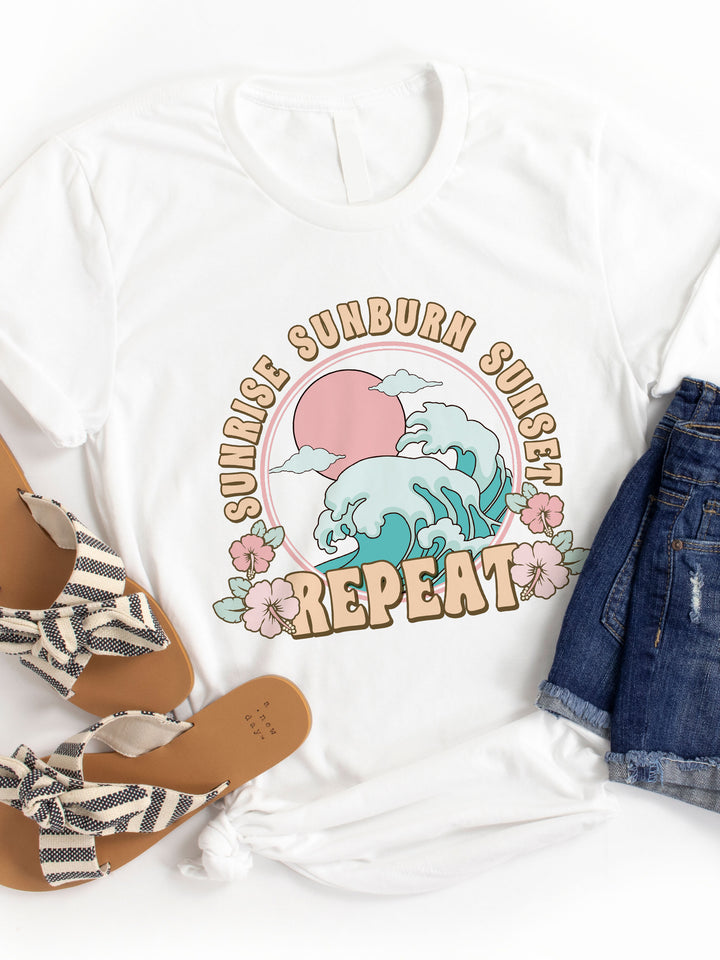 Sunrise Sunburn Sunset Repeat Graphic Tee