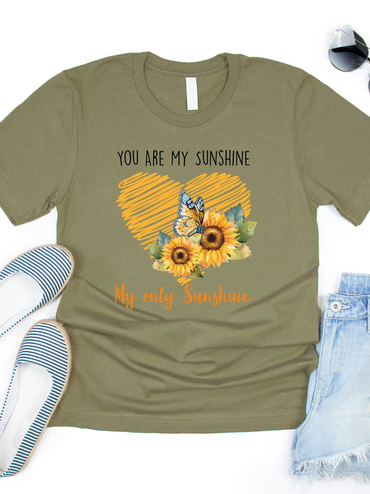 You Are My Sunshine Sunflower Heart Graphic Tee