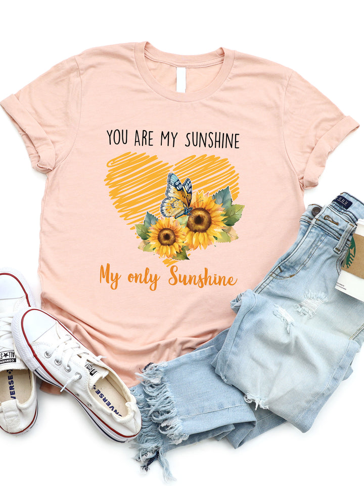 You Are My Sunshine Sunflower Heart Graphic Tee