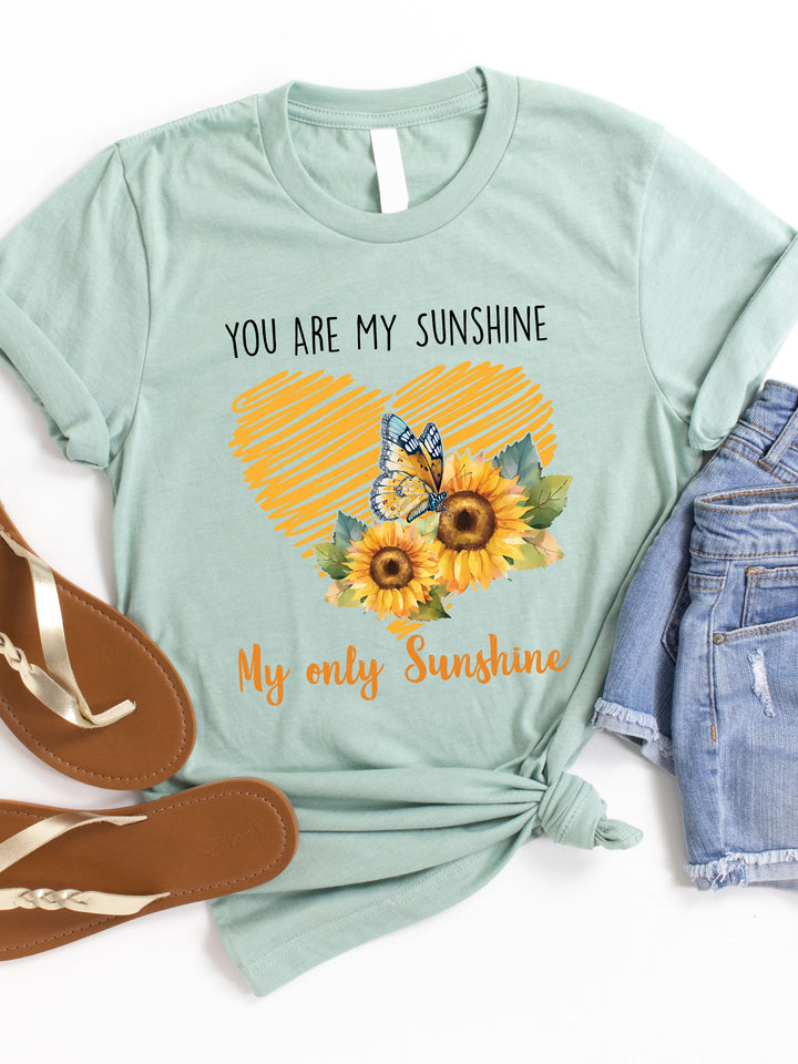 You Are My Sunshine Sunflower Heart Graphic Tee