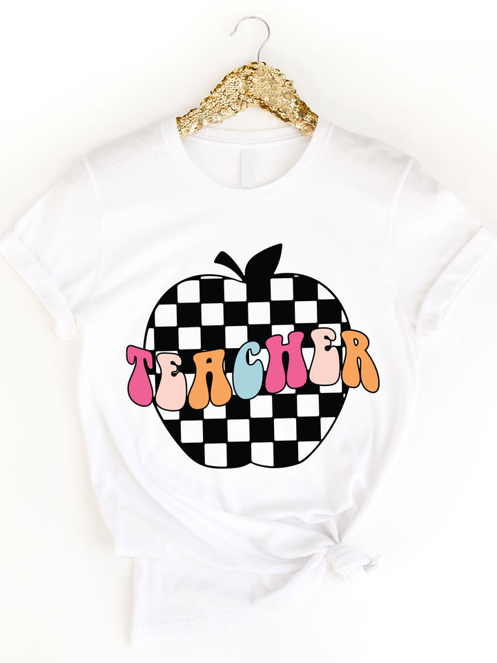 Teacher Checkered Apple Graphic Tee