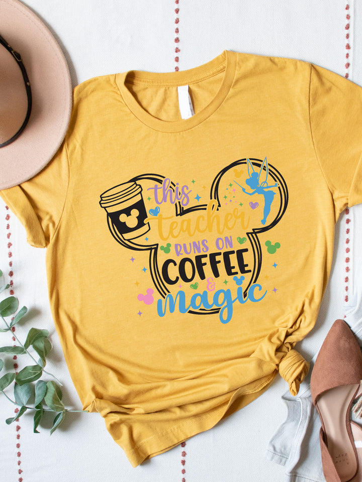 This Teacher Runs On Coffee & Magic - Disney Graphic Tee