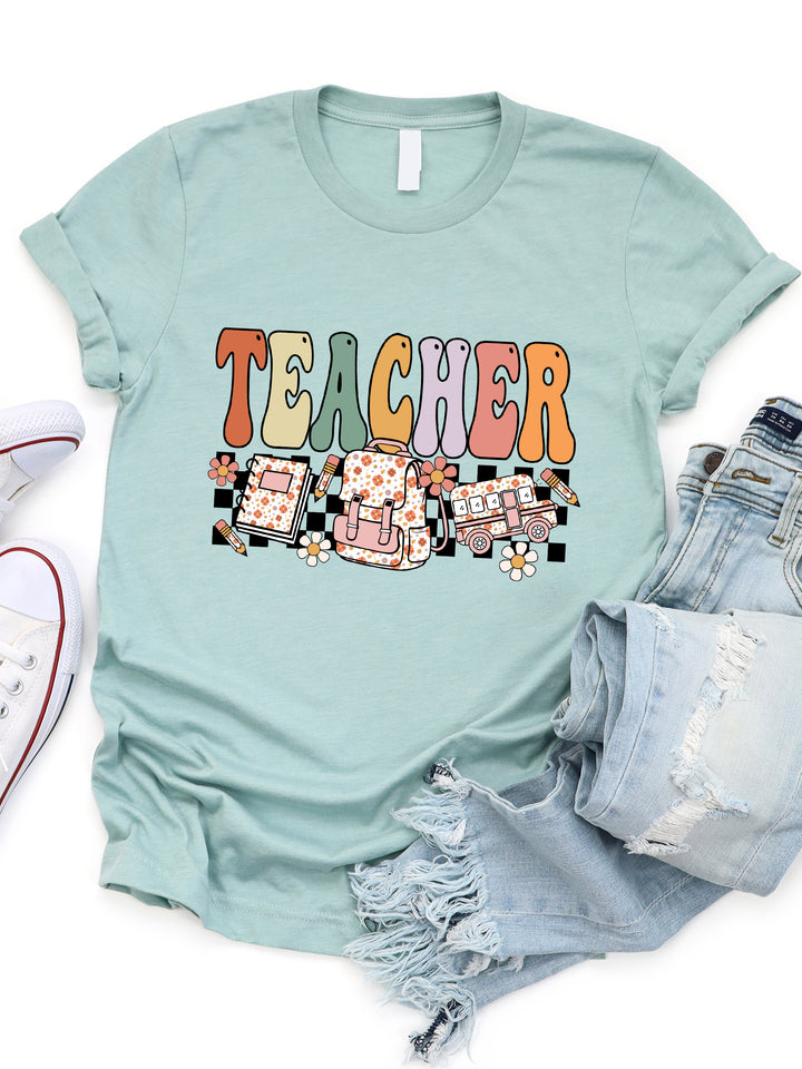Retro Floral Teacher Graphic Tee