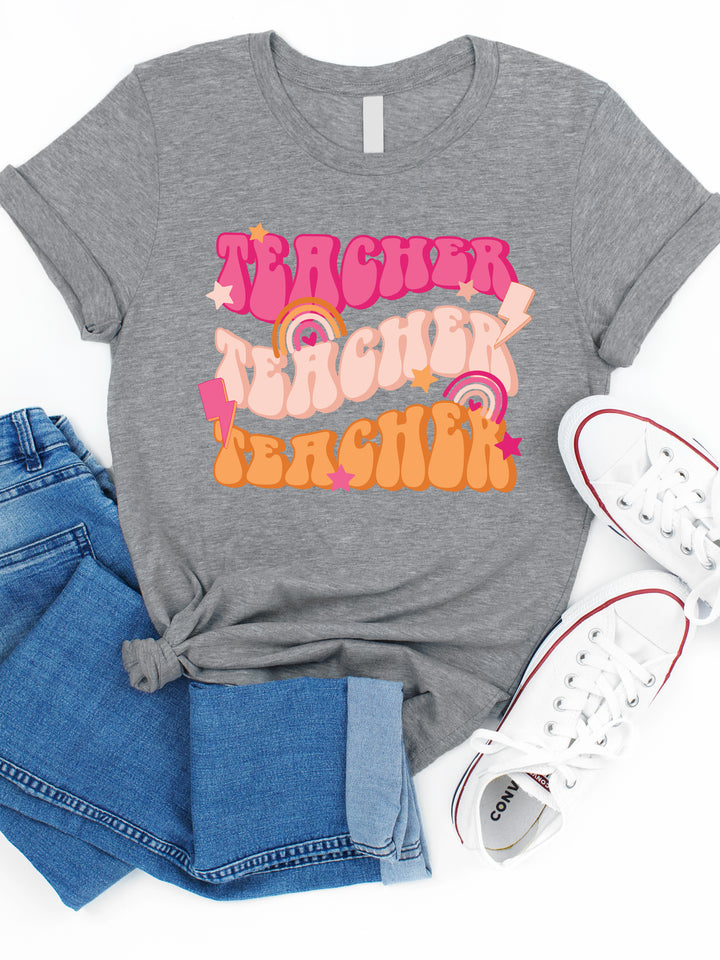 Teacher Colorful Retro Graphic Tee