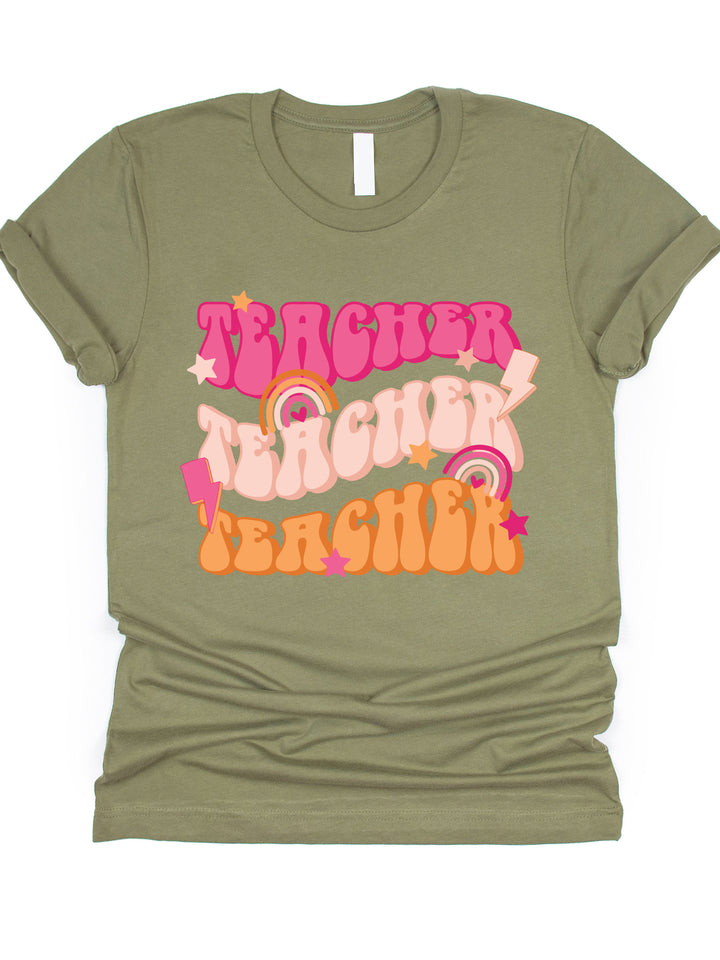 Teacher Colorful Retro Graphic Tee