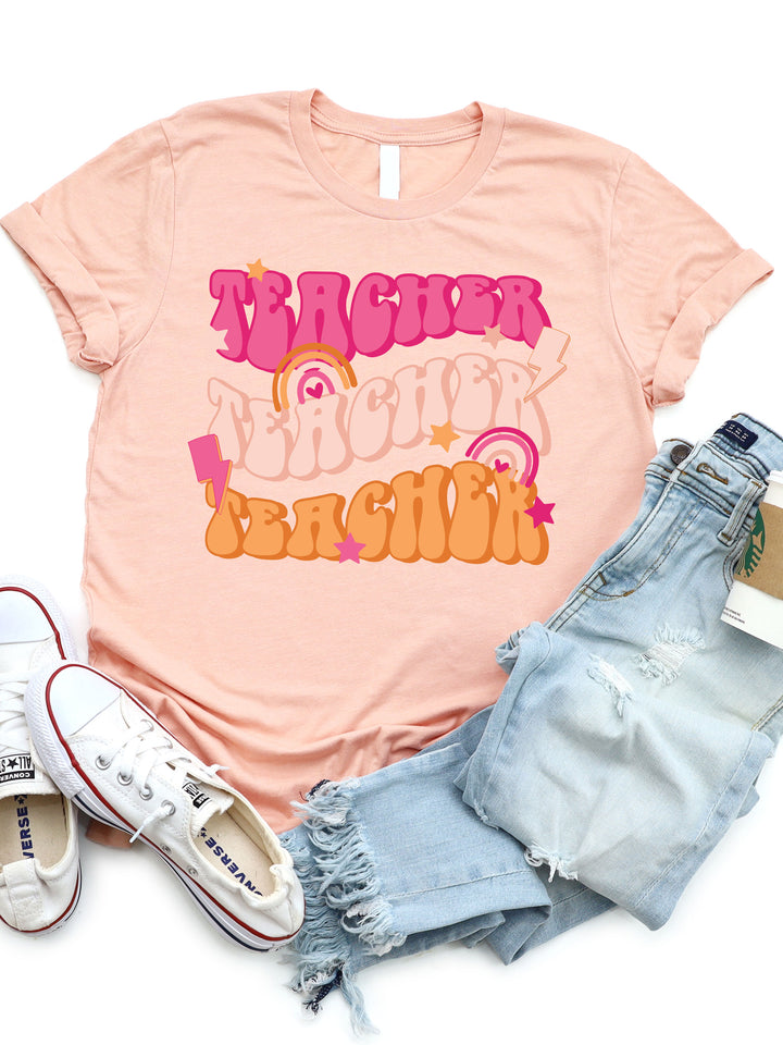 Teacher Colorful Retro Graphic Tee